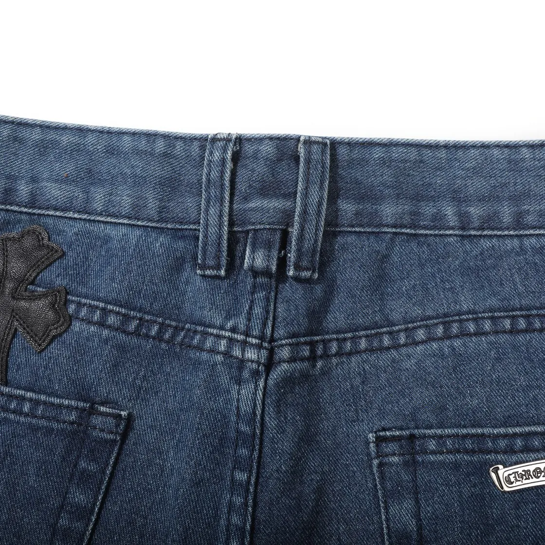 P280 (top replica) [New] Chrome Hearts Matty Boy Sex Records series limited leather multi-color high street work jeans - ch jeans need to be washed and then disassembled and hand-stitched with sheepskin cross leather and then spliced ​​to complete. The whole process is too complicated to explain. The texture can be seen in hand, and it’s all about looking good. These are the most beautiful pants in Crowe’s heart. They are made of beaded canvas fabric, and heavy washing makes the upper body of the fabric more textured, and the pants shape is tall and straight! The three-dimensional cutting of the whole trousers is a masterpiece! The hardware is customized by zp. The beaded canvas fabric is thick and soft after being washed. It has good breathability. Customized small leather label. Unique design. The details are simple and elegant, and the workmanship is exquisite. The whole trousers are neatly routed and the details are in place! It’s so cool that both men and women can easily control the trend of gender-neutral shorts!  Color: Blue Size: Corresponding sizes S-XXL, detailed sizes can be found in Figure 9
